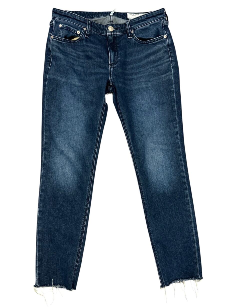 Rag & Bone Dre Low Rise Slim Boyfriend Ella Blue Mid-Rise Jeans 29 Actual